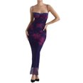thumbnail image 3 of Women Spaghetti Strap Split Maxi Dress Sexy Hollow Out Bodycon Knit Long Dress Evening Party Dress, 3 of 10
