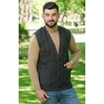 thumbnail image 2 of SAOL Men's 100% Merino Wool Sweater Vest Aran Irish V-Neck Cable Knit Sleeveless Cardigan with Buttons and Pockets, 2 of 6