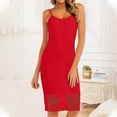 thumbnail image 4 of Ujnder Women's Nightgown Sleeveless Lace Trim Dress Sleepshirt Red S, 4 of 9