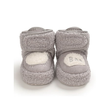 

Woobling Toddler Boots Prewalker Crib Shoes First Walker Slipper Booties Floor Snow Boot Casual Soft Sole Anti-Slip Gray 6C