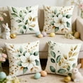 thumbnail image 2 of YingYouFu Floral Decorative Throw Pillow Cover White with Sage Green Leaves Set of 4 for Living Room & Outdoor Covers for Couch, 2 of 6