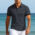 thumbnail image 2 of Timoontee Men's Short Sleeve Basic T Shirt Breathable Fabric Moisture Wicking Lapel Collar V For Daily Wear SKU7006 Gray M, 2 of 6