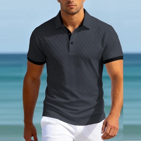 Zivyakyron Big and Tall Polo Mens Shirts Summer Short Sleeve Mens Clothes Casual Plian Elegant Collared Loose Top