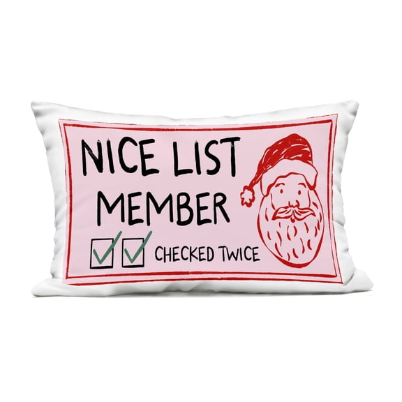 Stupell Industries Nice List Santa Ticket Outdoor Printed Pillow design by JJ Design House LLC, 14 x 7 x 20