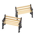 thumbnail image 2 of 2pcs Mini House Bench Miniature Furniture Park Chair Garden Village Patio Bench (black), 2 of 2
