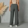 thumbnail image 6 of KOMOO Women Wide Leg Cargo Pants Drawstring Elastic Waist Jogger Baggy Trousers Pockets Loose Trousers, 6 of 9