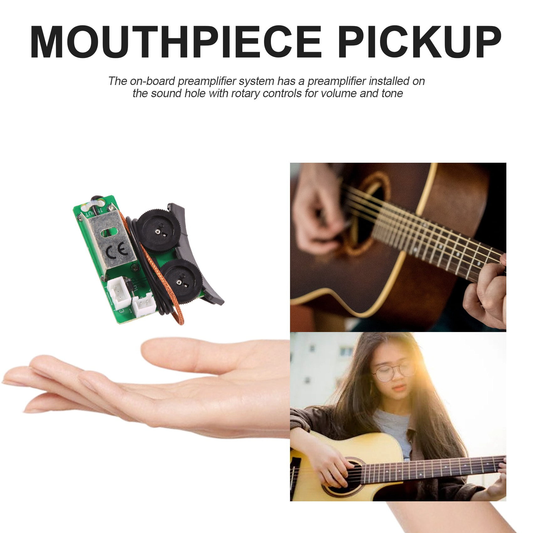 Préampli EQ Pour Guitare Acoustique - Contrôle Volume, Graves, Aigus - Alimentation 9V