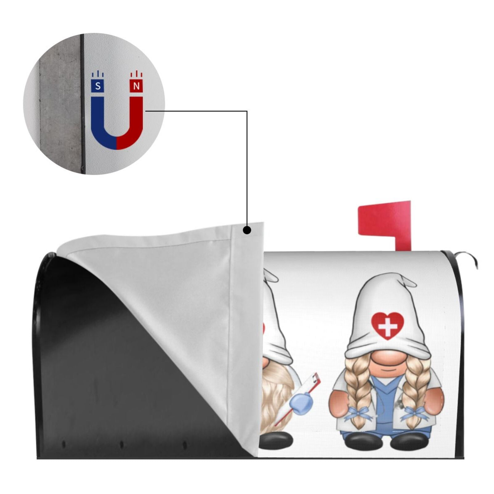 Logiee Nurse doctor gnome Print Post Letter Box Wrap Decor, Mailbox Cover Suitable for Standard Mailbox and Large Size Mailbox,Outdoor Yard Decoration-21x18 in