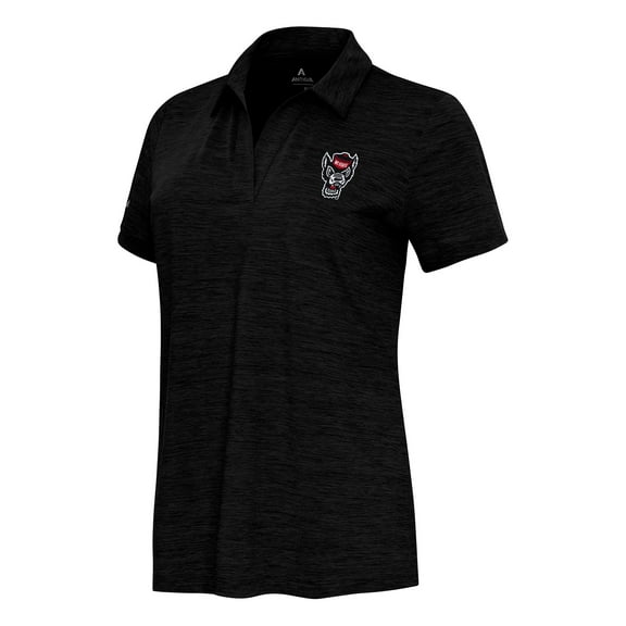 Women's  Antigua Heather Black NC State Wolfpack Layout V-Neck Polo
