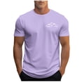 thumbnail image 2 of Ceisia Men Mountain Range Print T Shirt Short Sleeve Minimalist Design Crew Neck Casual Regular Fit Soft Cotton Outdoor Top Purple L Gifts for Father, 2 of 5