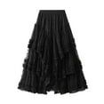 thumbnail image 4 of RUTAYY Lace Asymmetrical Midi Skirt For Women Elegant Tiered Cake Skirt With Flowy Design For Parties And Solid Color Flowy Swing Skirts, 4 of 8