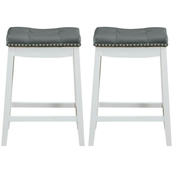 GVN Set of 2 24-Inch Height Backless Counter Stool with Footrest-White, Bar Height Stools, Counter Height Bar Stools for Kitchen, Dining Room