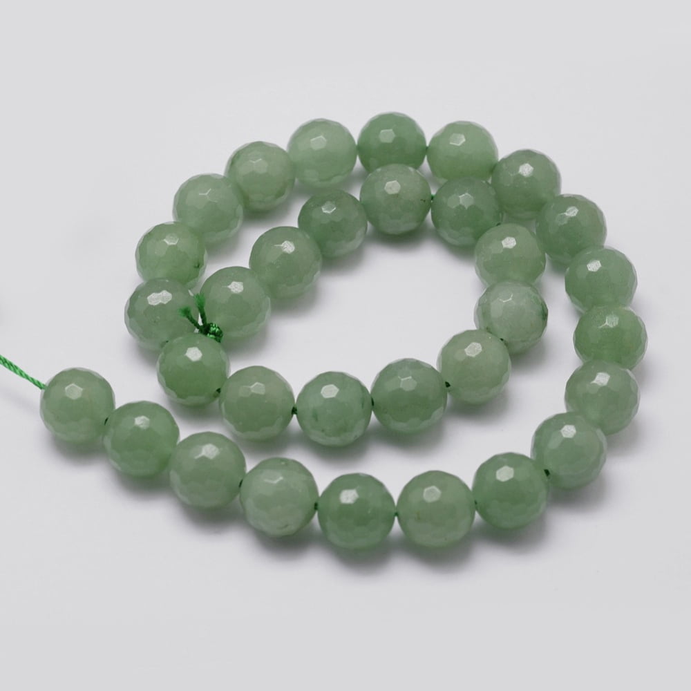 Natural Green Aventurine Beads Strands Faceted Round 8mm Hole: 1mm 44pcs/strand 14.9 inch~15.1 inch