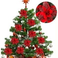 thumbnail image 6 of RECUTMS 10 Pcs Christmas Glitter Poinsettia Faux Flowers Christmas Flowers Decorations Wedding Xmas Tree New Year Ornaments (Light Red), 6 of 7