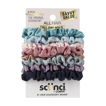 Scunci Mini Matte Satin Scrunchies, Multicolor, 8 Count