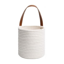 Wall Hanging Rope Basket with Artificial Decor, Jute Woven Storage Organizer for Plants, Flowers, and Home Essentials, Rustic Decorative Hanging Planter Basket,A