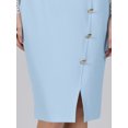 thumbnail image 4 of DARING DIVA Women's Knee Length Skirt Button Decor Slit Pencil Skirts L Sky Blue, 4 of 7