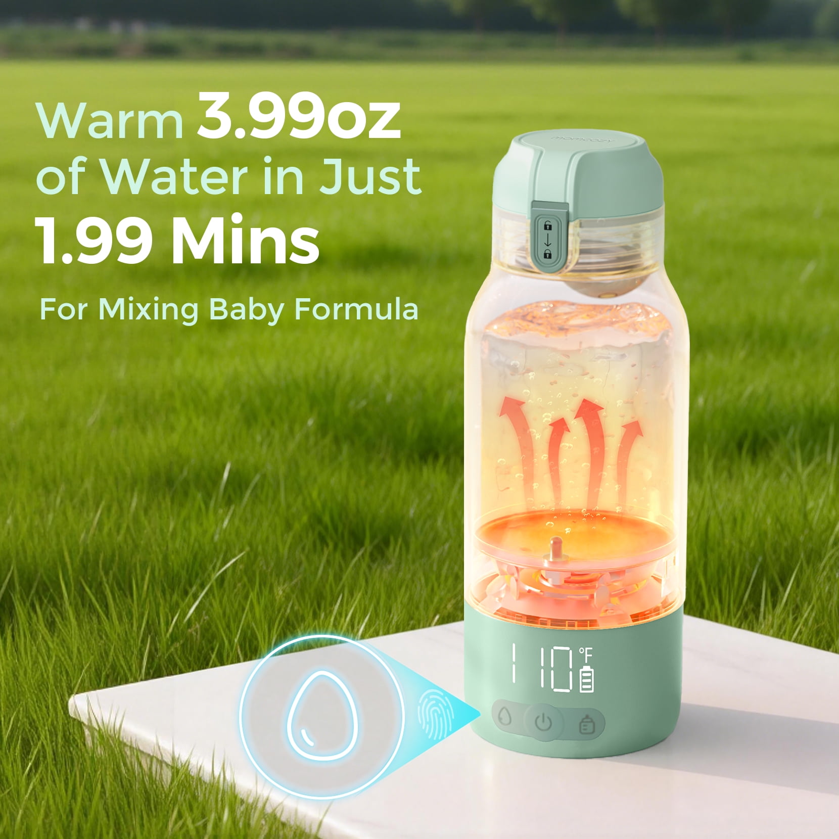 Momcozy Portable Milk Warmer for Travel – Dual Heating Modes for Breast Milk & Water, Portable Bottle Warmer, 16.99 Ounces