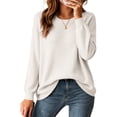 thumbnail image 5 of ZDNIXIAN Crewneck Sweaters for Women, Long Sleeve Ribbed Cuff Loose Fit Knit Pullover Jumper, Soft Stretchy Casual Knit Tops, Lightweight Oversized Sweater Shirts, 5 of 5