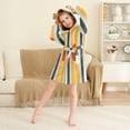 thumbnail image 3 of FORMRS Niños Bathrobe Unisex Hooded Robe Soft Plush Pajamas Sleepwear, Size 2-3T, Stripes and Circle, 3 of 7