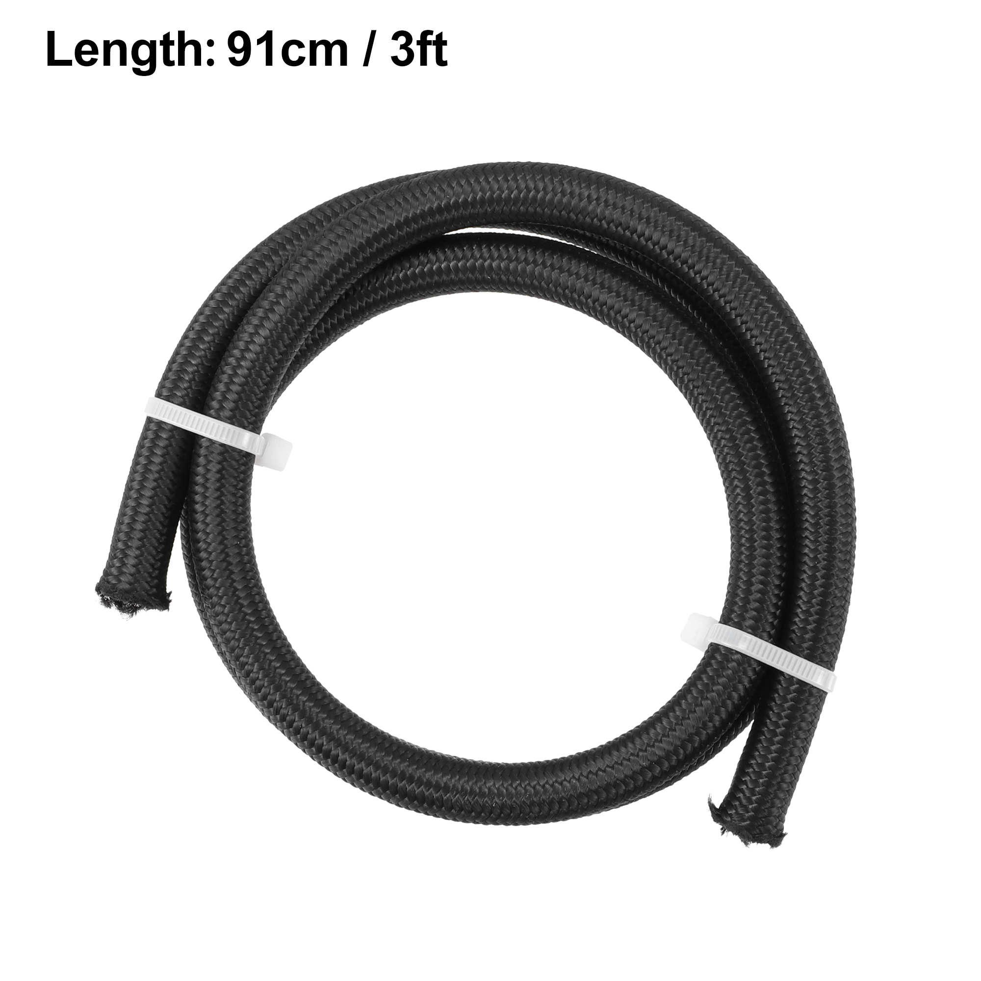 Unique Bargains Nylon Stainless Steel 3ft 4AN Fuel Hose AN4 Universal Car Braided Black