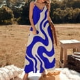thumbnail image 3 of Abstract Blue Beige Swirl Art Sleeveless Dress Loose Women's Dress Dresses Luxury Evening Dresses, 3 of 9