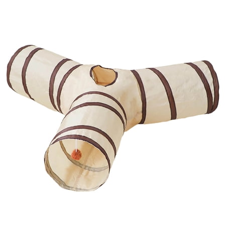 3-Way Cat Tunnel Play Tube with Crinkle & Ball Maze - Collapsible Interactive Pet Toy for Cats Kittens Small Dogs and Rabbits Y-Shaped Design for Fun Exercise