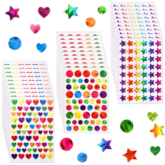 Dorbetar 1710 piezas de stickers brillantes de estrellas y corazones para niños