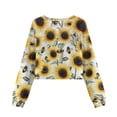 thumbnail image 7 of Xoenoiee Sunflower Bee Print Shirts for Girls Long Sleeve Tees Top Soft Crewneck Cropped Pullover Tshirt Fall Sweatshirt, 11-12 Years, 7 of 7