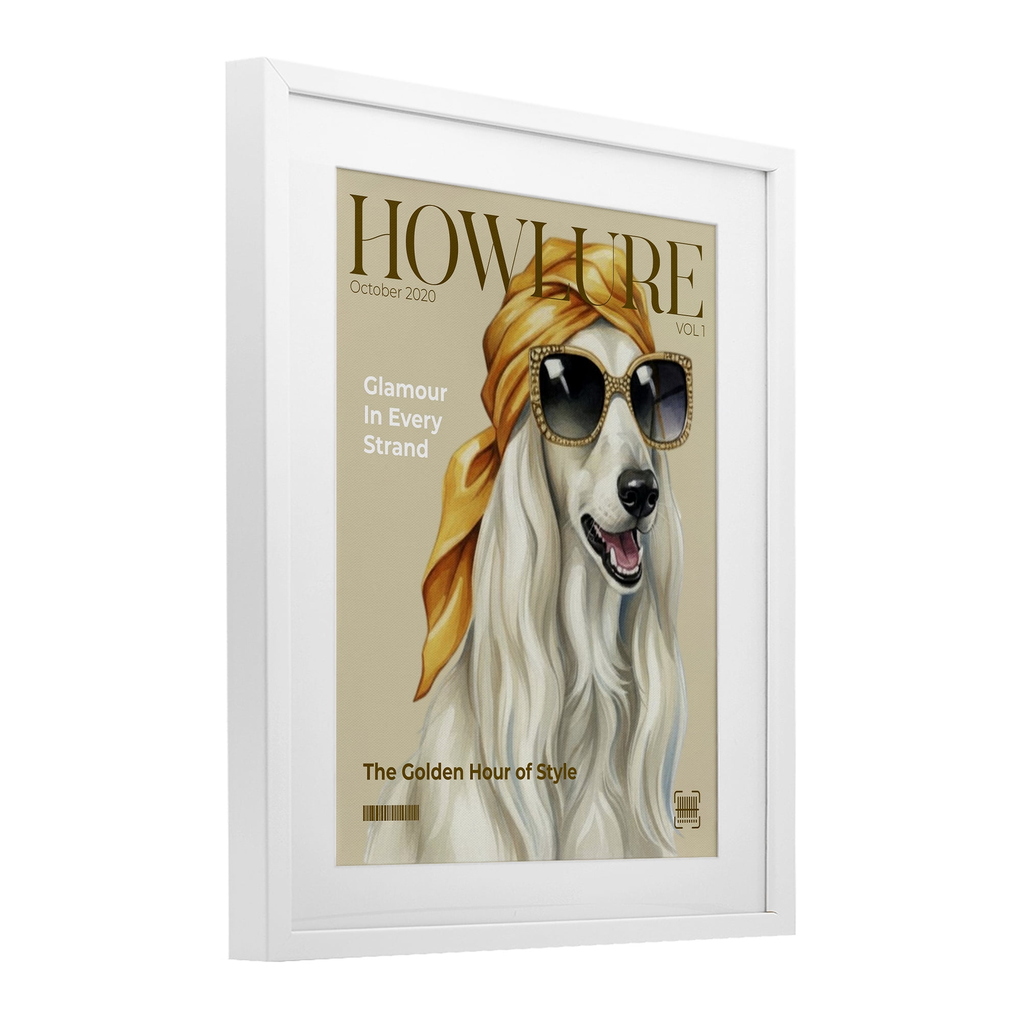 Stupell Industries Howlure Dog Fashion Magazine White Framed Print Under Glass, design by A Barefoot Stylist