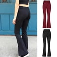 thumbnail image 6 of Yuanlook Women's Flare Leggings Casual Bootleg Pants,High Waisted Flare Workout Palazzo Pants Leggings, 6 of 6