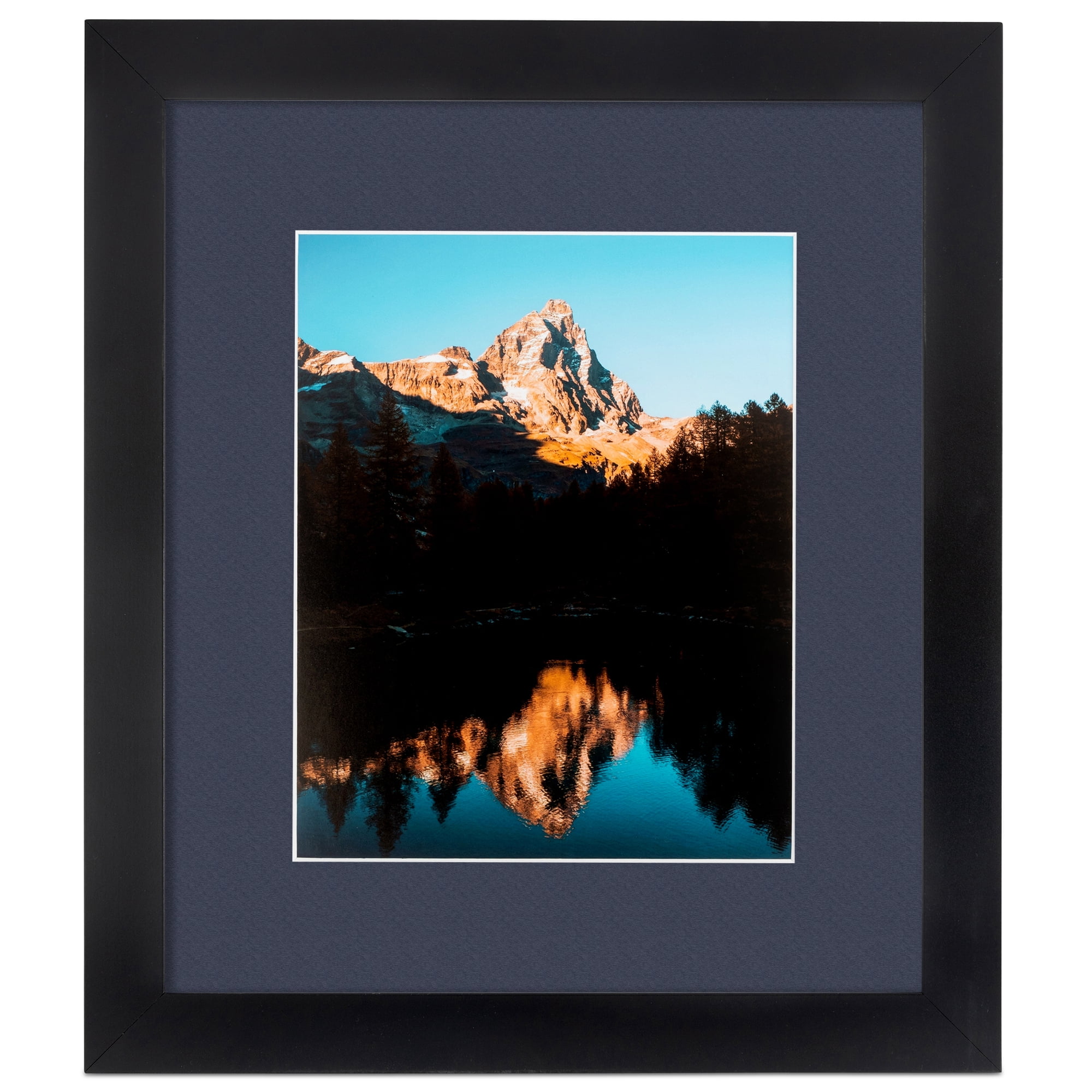 ArtToFrames 16x22" Matted Picture Frame with 12x18" Single Mat Photo Opening Framed in 1.25" Satin Black and 2" Blue Jay Mat (FWM-3926-16x22)