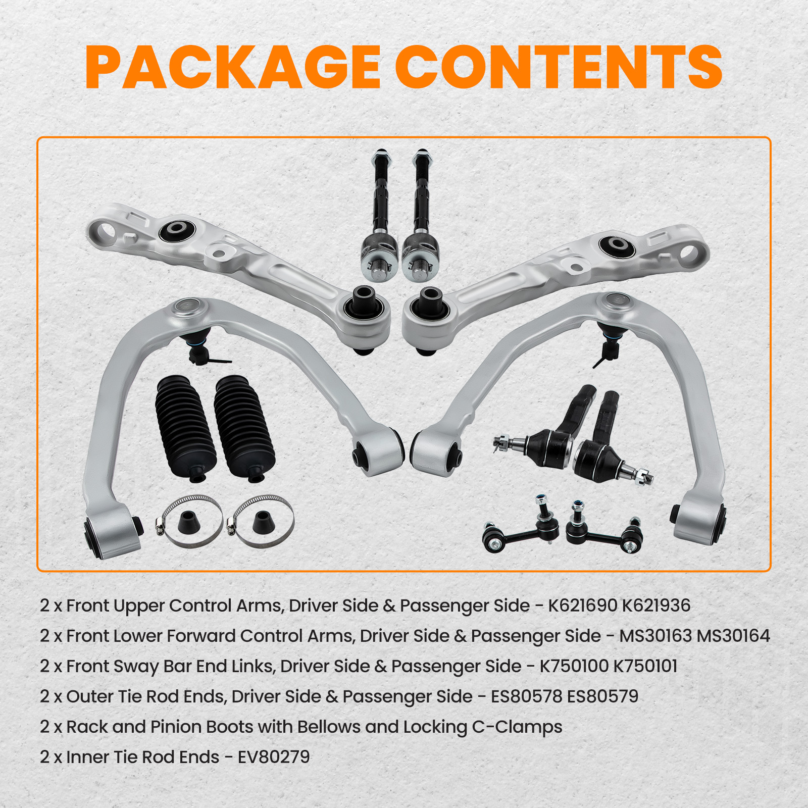 8-Piece Front Suspension Kit For 350Z & G35 – Control Arms, Tie Rods, Sway Bar Links