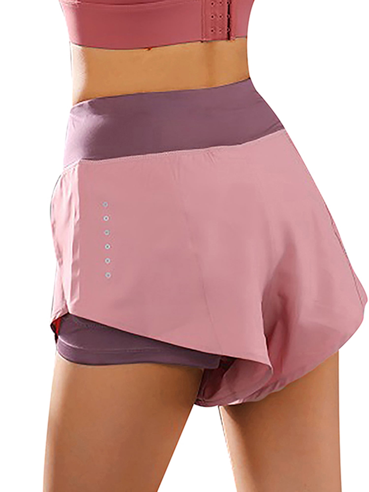 Women 2in1 Running Shorts Wide Waist Double Layer Compression Liner