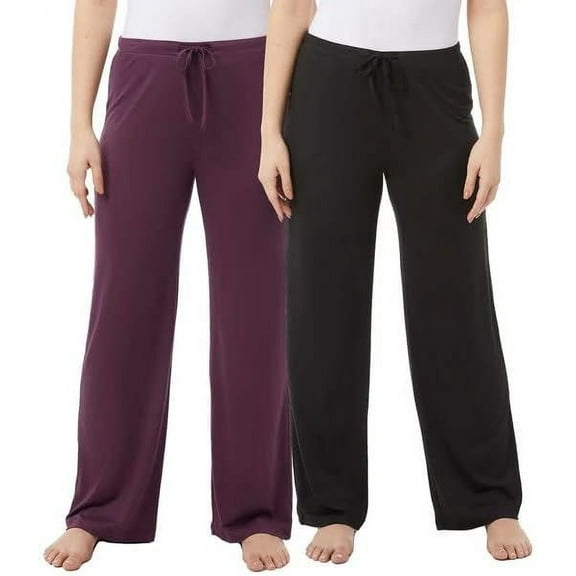 32 Degrees Womens Cool Soft Sleep Pants Pack of 2 Size: L, Color: Black/Prune Purple