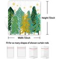 thumbnail image 2 of Merry Christmas Shower Curtain Boho Green Golden Xmas Trees and Stars Farmhouse Bathroom Cloth Fabric New Year Holiday Home Shower Curtain with Hooks 72x72 Inch Waterproof Washable, 2 of 6