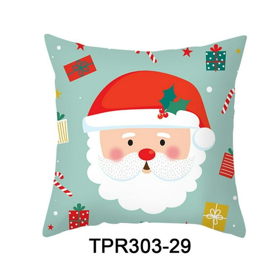 Christmas Pillow Covers 18x18, Cartoon Print Christmas Winter Holiday Rustic Farmhouse Decor Throw Cushion Case for Home Couch