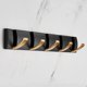 thumbnail image 1 of Perchero de pared plegable con 5 ganchos, ahorra espacio, ganchos para toallas negros y dorados para baño, dormitorio, pasillo, sombreros, bufandas, paraguas y más., 1 of 1