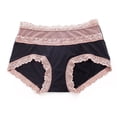 thumbnail image 5 of Panties for Women,Plus Size High Waist Panties with Elegant Lace Comfortable Solid Color Briefs,Womens Underwear,Black,XL, 5 of 5