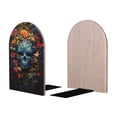 thumbnail image 2 of KLL Butterfly Flower Skull A Print Wood Book Ends for Shelves,1 Pair Wood Bookends Book Holder Stand Decorative, Book Stoppers for Heavy Duty Books CD File Video Games, 2 of 8