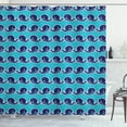 thumbnail image 1 of Whales Shower Curtain, Cartoon Style Big Mammal Beach Ocean Fish Blowhole Curlicue Water Expel, Fabric Bathroom Set with Hooks, 69W X 70L Inches, Deep Sky Blue Indigo, by Ambesonne, 1 of 3