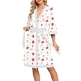 thumbnail image 2 of DreamFish Women's Floral Knit Bathrobe Soft Kimono Style Robe Knee Length Sleepwear with Pockets 3/4 Sleeves, 2 of 6