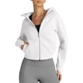 thumbnail image 3 of Womens Zip Up Hoodies Jackets Cropped Sweatshirts Fleece Fall Outfits Casual Comfy Y2k Tops Winter Clothes White S, 3 of 9