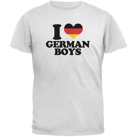 Oktoberfest I Heart German Boys White Adult T-Shirt - Large