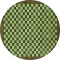 thumbnail image 1 of Ahgly Company Machine Washable Indoor Round Checkered Turquoise Blue Modern Area Rugs, 7' Round, 1 of 4
