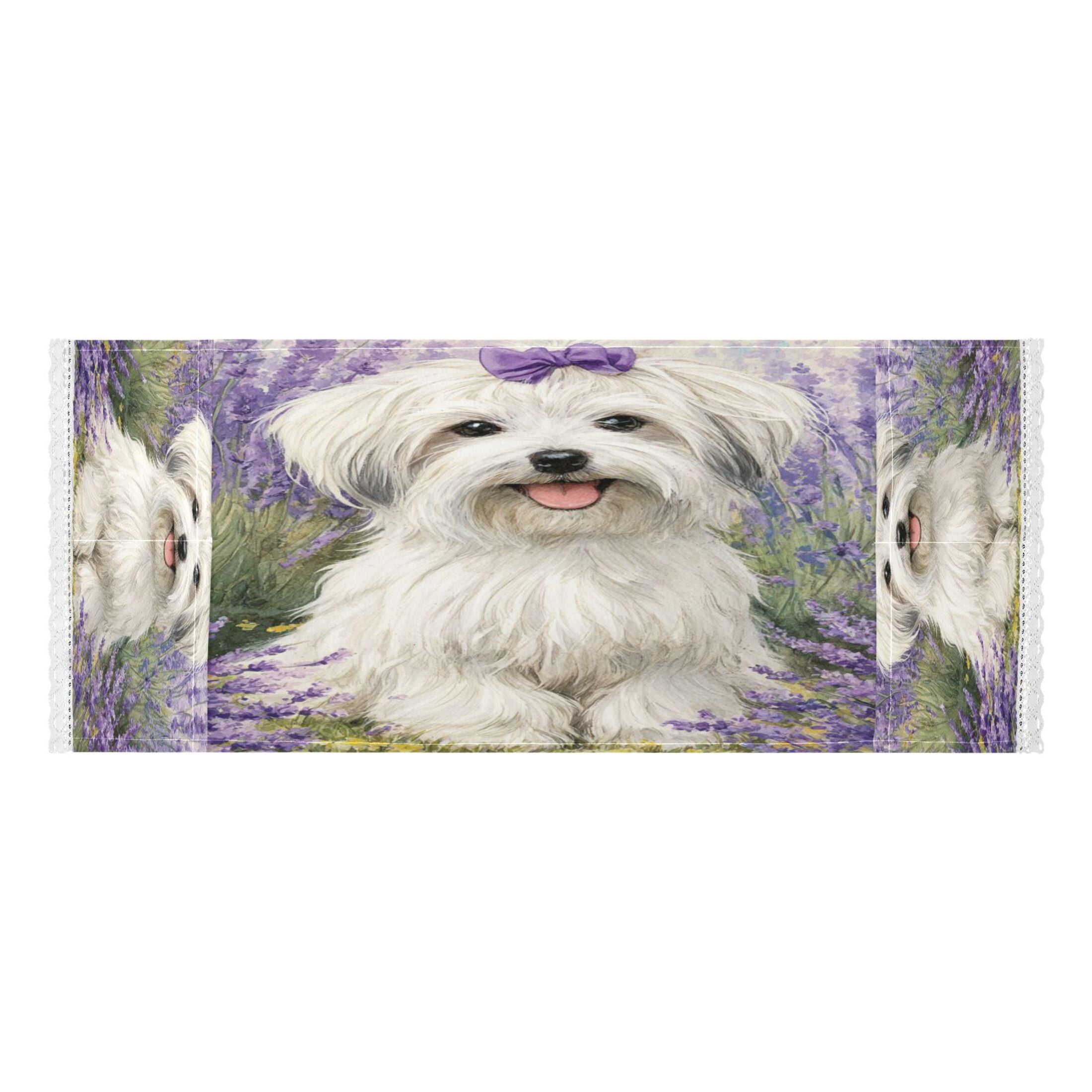 Washing Machine Cover 51.2x22in, Durable Polyester Dust Cover with Lace Trim and Side Pocket for Appliances Happy Havanese Dog