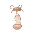 thumbnail image 5 of BLISSFUL STEP Women's Strappy Lace Up Slingback Open Toe Stiletto Heel Sandals Nude 9, 5 of 7