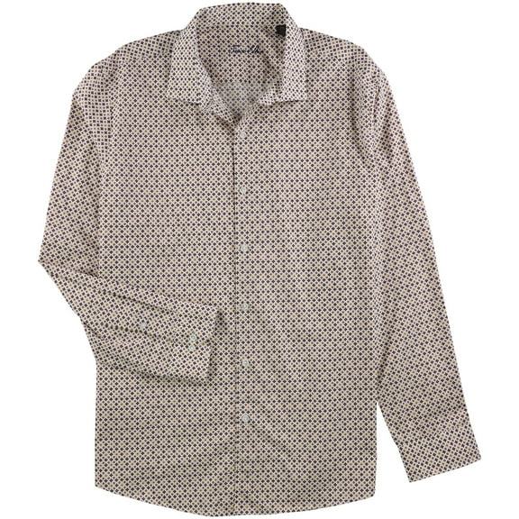 Tasso Elba Mens Printed Button Up Shirt, Red, Small