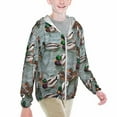 thumbnail image 2 of Pofeuu Mallard Ducks Swimming Print Kids Active Zipper Sun Protection Jacket Boys Girls Hooded Cooling Shirt Pockets Fishing Running Outdoor-Medium, 2 of 7