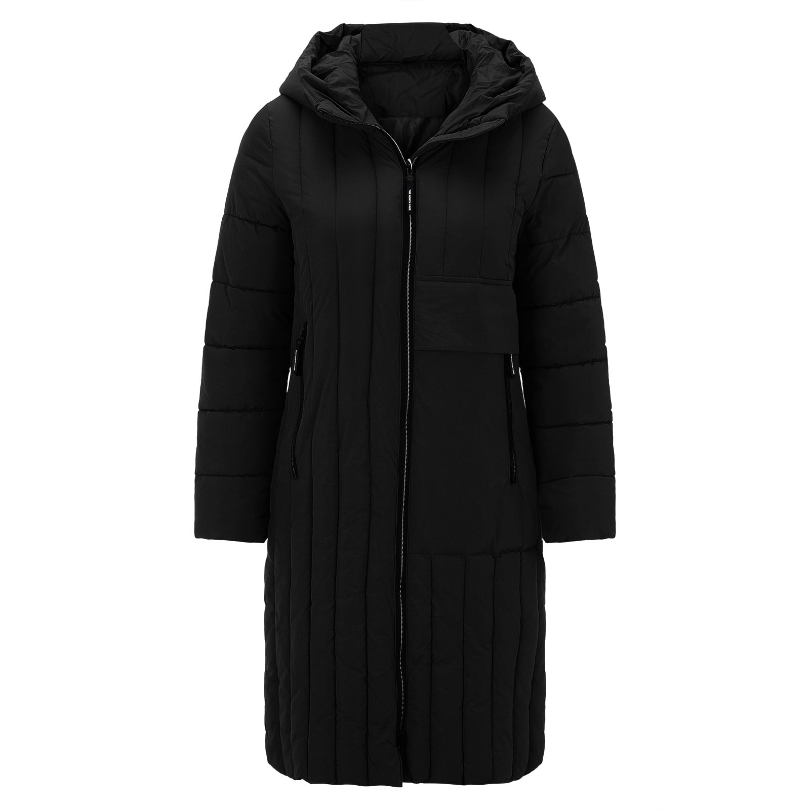 JDEFEG Woman Winter Coat Winter Thickening Medium Length Hooded Loose Hooded Pressure Strip